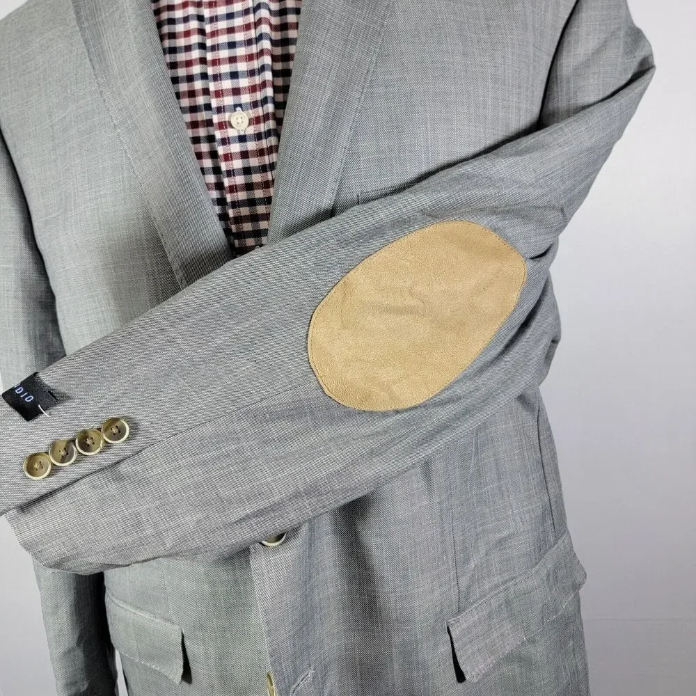 Van Heusen Men's Sport Coat Blazer Two Button Gray Sharskin Polyester Blend 48R‎